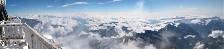 Panoramica dai 4559 di Punta Gnifetti del Monte Rosa - Marco Caccia 13 agosto 08